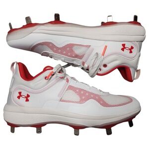 Under Armour Glyde MT Metal Softball Cleats Womens US 9 White Red 3024328-102